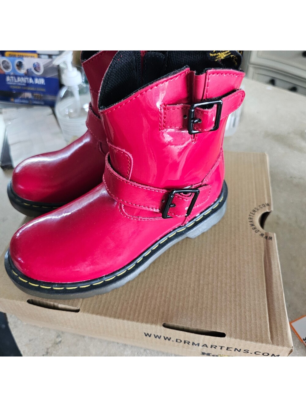 Dr. Martens Blip Kids Red Patent Leather Boots Size US 13